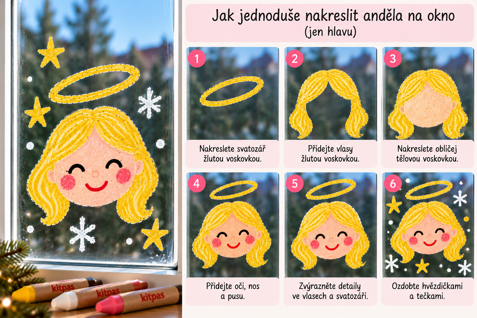 Jak nakreslit anděla na okno krok za krokem